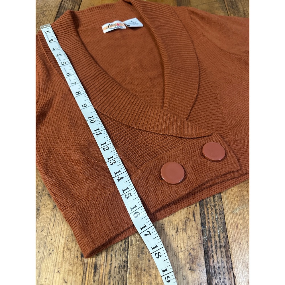 Y2K Rust Cropped Button Cardigan Womens M Retro Secretary Indie Sleaze - Picture 5 of 7